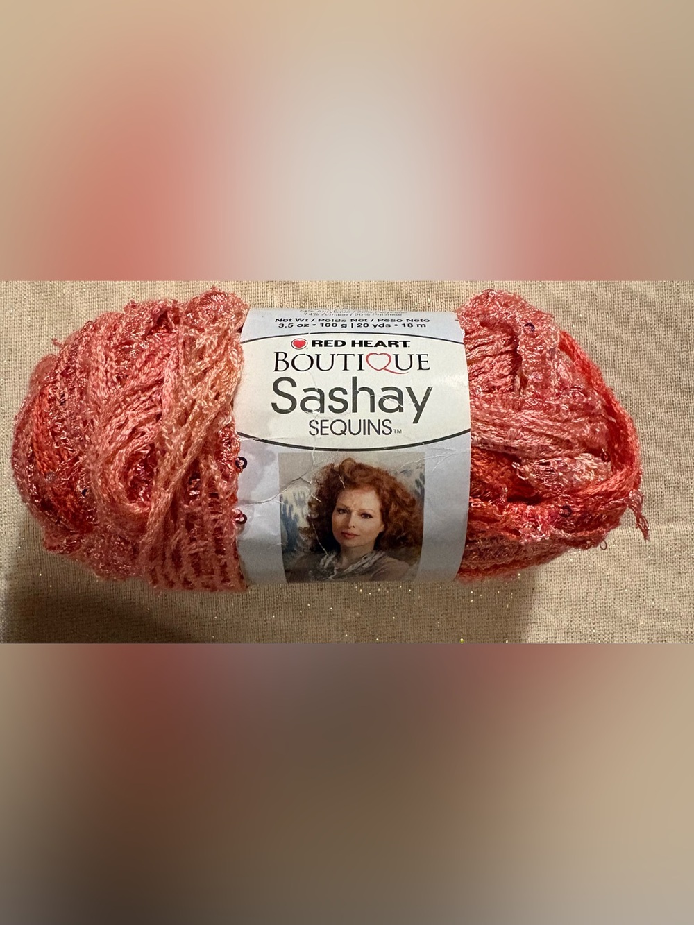 Red Heart Boutique Sashay Sequins Yarn-Coral 20 yds.